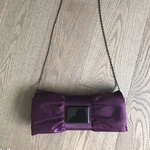Purple satin evening bag